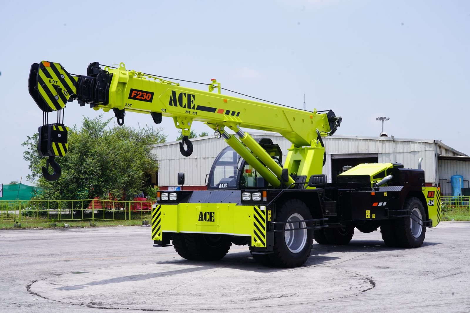 Mobile crane at an industrial site