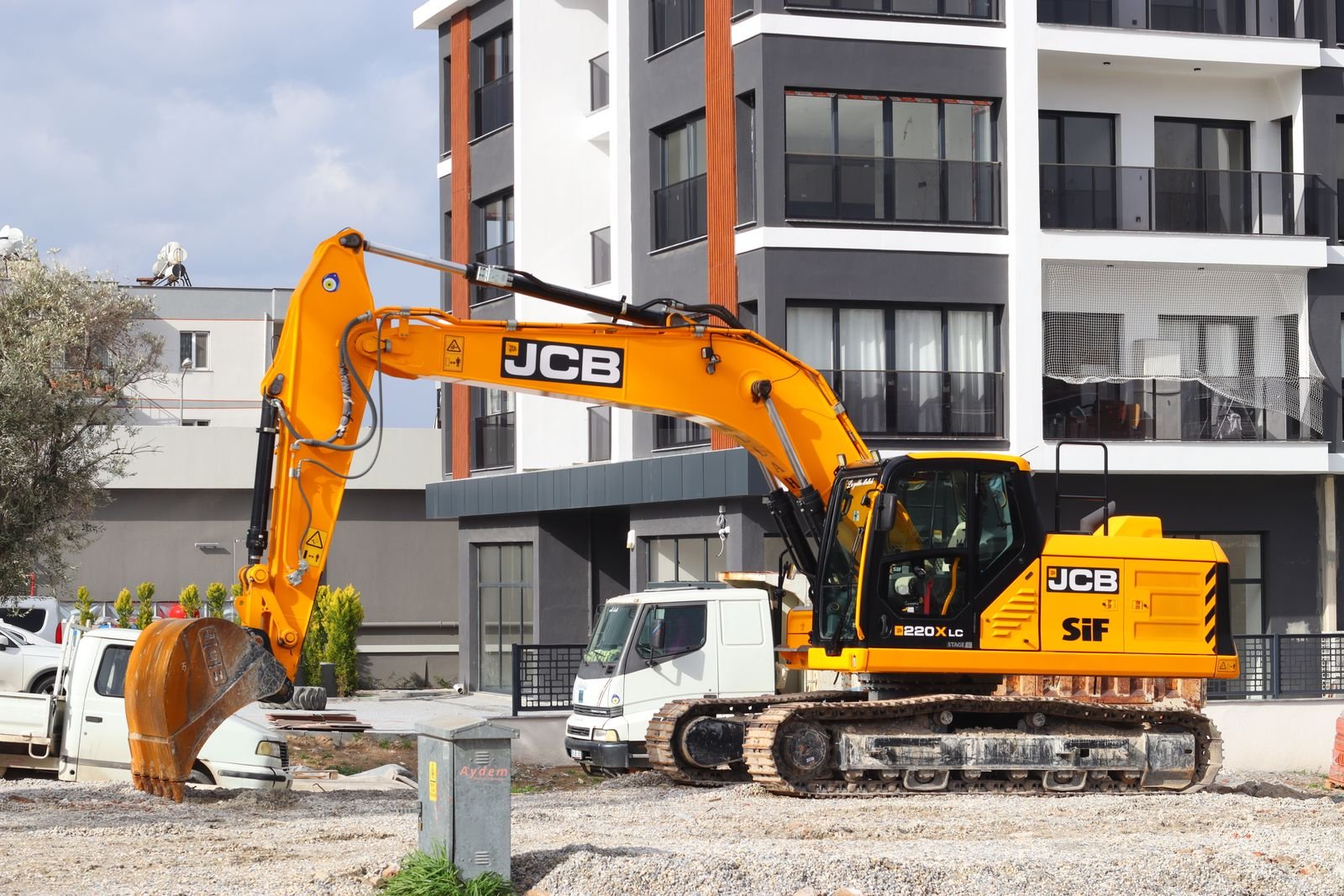 Excavator at a city construction site